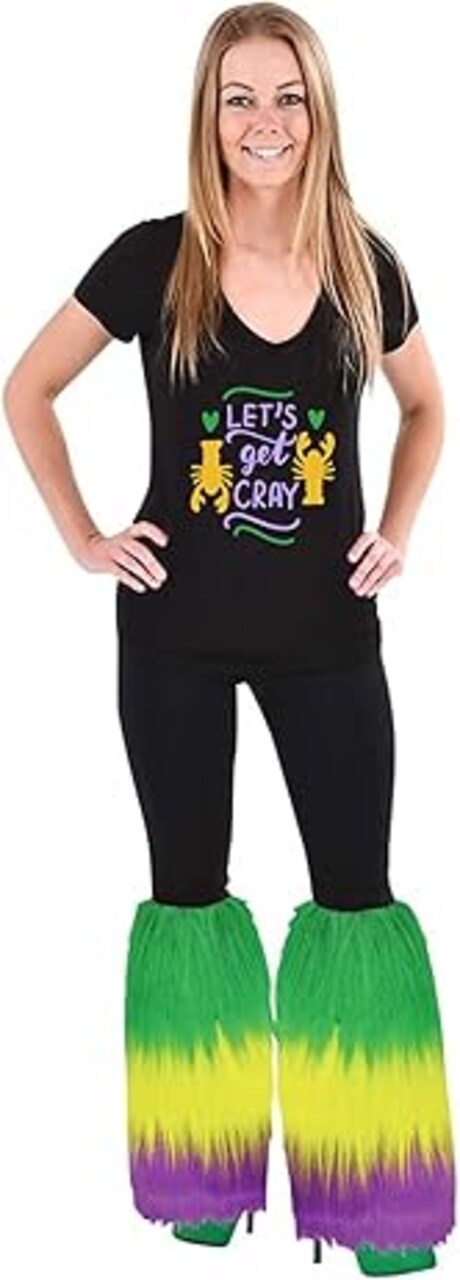 Mardi Gras Leg Warmer Covers for Women and Men - One Pair Fur Heels Boot Cuff Cover Masquerade Costume Accessory by 4E’s Novelty